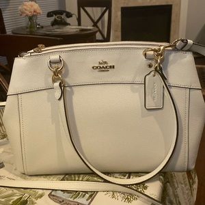 Coach satchel bag in white with long strap
